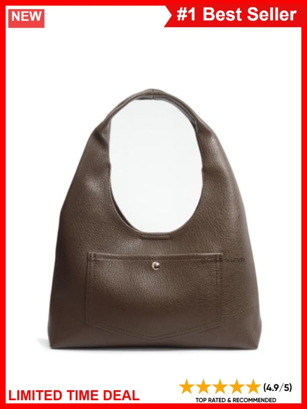 Slouchy Faux Leather Hobo Bag Soft Tote Small Purse Magnetic Pocket